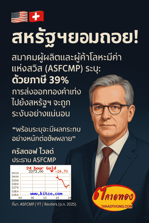 สหรัฐยอม “ถอยหนึ่งก้าว” หลังดราม่าภาษีทองแท่ง สวิสชี้ภาษี 39% จะ “หยุด” การส่งออกแน่นอน